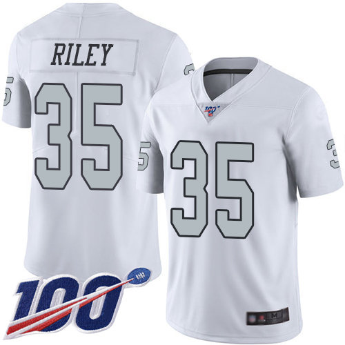 Men Oakland Raiders Limited White Curtis Riley Jersey NFL Football #35 100th Season Rush Vapor Jersey